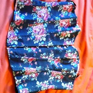 Steel boned jean and floral corset